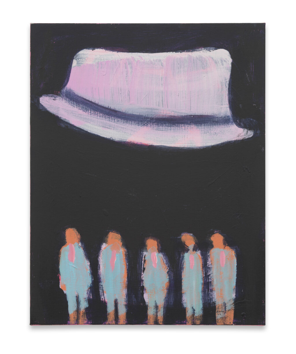 <p>HAVERKAMPF LEISTENSCHNEIDER</p>
<p>&nbsp;</p>
<p>Katherine Bradford, Five Under Hat, 2021. Acrylic on canvas, 46 × 35.5. cm. Courtesy of Haverkampf Leistenschneider. Photo: Jens Ziehe.</p>
