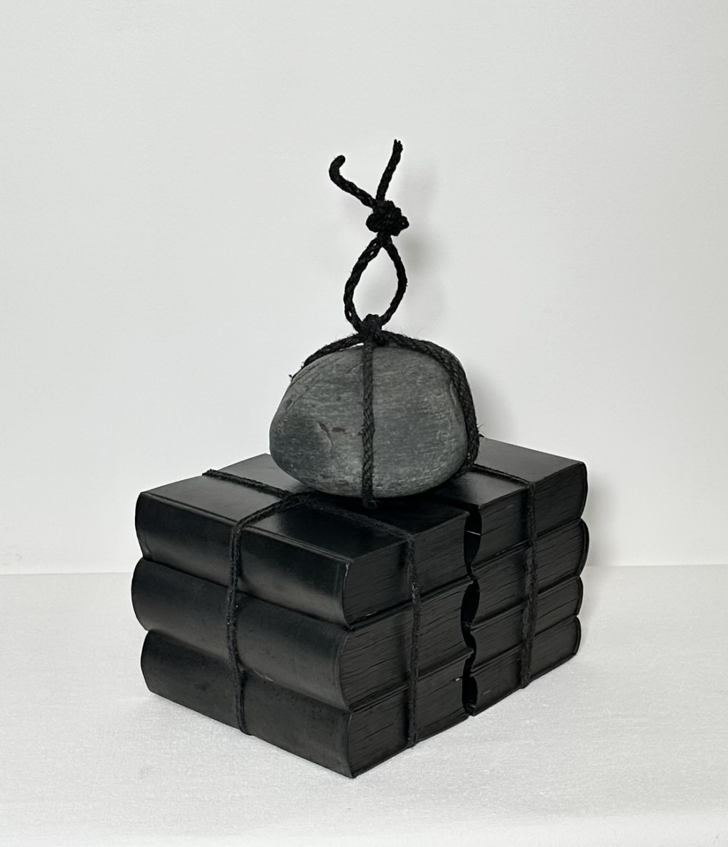 <p>GALERIE NAGEL DRAXLER</p>
<p>&nbsp;</p>
<p>Huang Rui, <em>Works of Karl Marx</em>, 6 volumes, 2025. Books and ink, stone and rope. Image courtesy the artist and Galerie Nagel Draxler Berlin:Cologne:Meseberg.</p>
