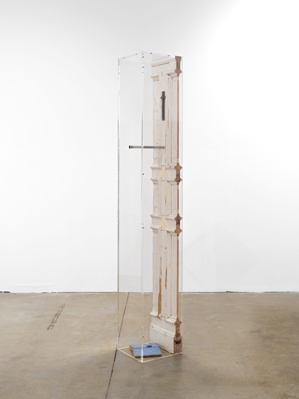 <p>MOUNTAINS</p>
<p>&nbsp;</p>
<p>Shinoh Nam, <i>I call my frustrating envy Admiration and struggle to console myself. Victory lies before me yet drifts away, amid endless and forgotten purposes, I still pray others’ lives serve my longing yet</i>, 2025. 1900s vintage Berlin door, 1930s Hermann Hesse’s <i>Narziss und Goldmund</i>, acrylic box, mirror-polished stainless steel, door viewer, stainless steel, steel, brass, 219.2 × 35 × 35 cm. Courtesy of the artist.</p>
