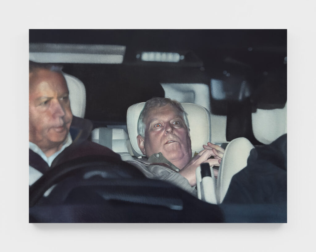 <p>GALERIE NOAH KLINK</p>
<p>&nbsp;</p>
<p>Xavier Robles de Medina, <em>Andrew’s aghast eyes echo The Scream’: is this photo the ultimate royal portrait?, The Guardian, 20 February 2026, </em>2026<br />
Oil on linen<br />
90 x 120 x 4 cm<br />
Courtesy: the artist & Galerie Noah Klink Berlin</p>
